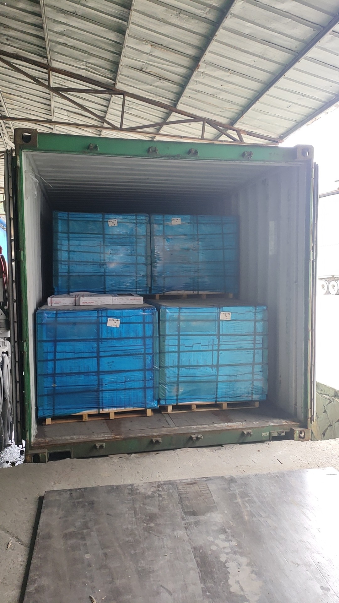 The first loading of 12 containers tiles after Chinese new year!