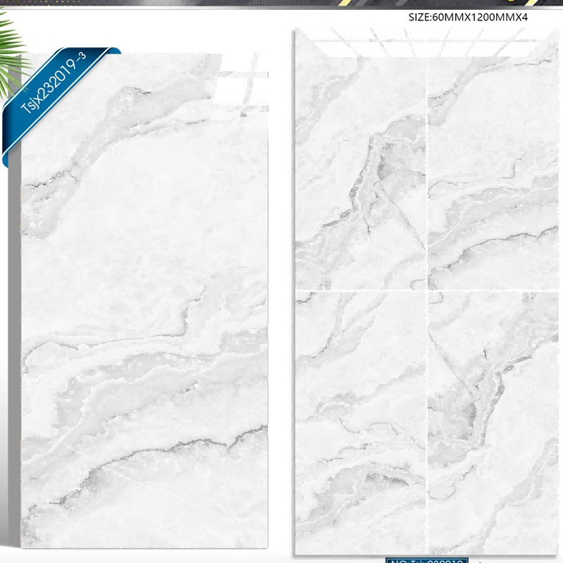 Full polished full body glazed White Carrara tiles manufacturing in china